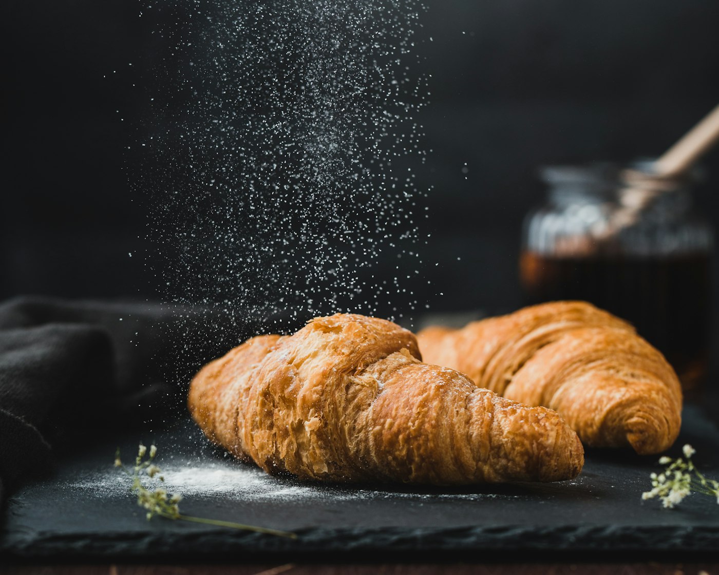 Fresh pastries and baking tools